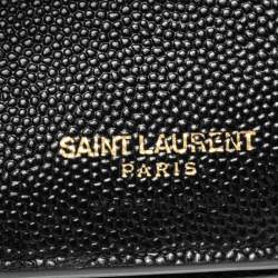 Pre Owned محفظة سان لوران باريس جلد أسود مونوغرامي ماتيلاس ثلاثية الطي