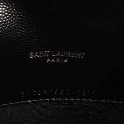 Pre Owned Saint Laurent Black Matelassé Leather Monogram Envelope Wallet on Chain