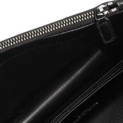 Pre Owned Saint Laurent Black Matelassé Leather Monogram Envelope Wallet on Chain