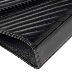 Pre Owned حقيبة كتف سان لوران جلد ماتيلاس أسود مونوغرامي طراز مظروف 