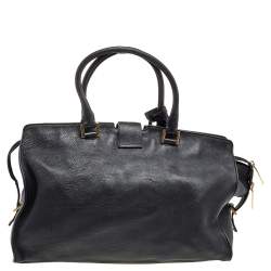 Saint Laurent Black Leather Medium Cabas Chyc Satchel