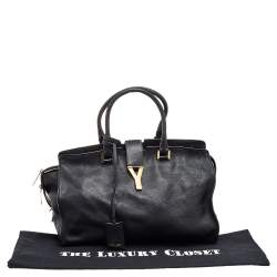 Saint Laurent Black Leather Medium Cabas Chyc Satchel