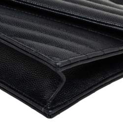 Pre Owned محفظة سان لوران إنفيلوب جلد أسود ماتيلاس أسود مونوغرامي بسلسلة