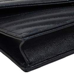 Pre Owned محفظة سان لوران إنفيلوب جلد أسود ماتيلاس أسود مونوغرامي بسلسلة