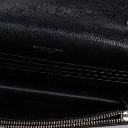 Pre Owned محفظة سان لوران إنفيلوب جلد أسود ماتيلاس أسود مونوغرامي بسلسلة