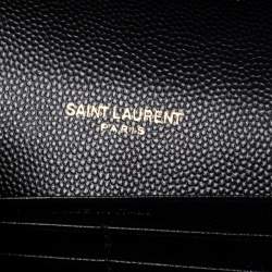 مملوكة مسبقًا Saint Laurent Black Matelassé Leather Flap Monogram Wallet