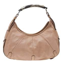 Pre Owned Saint Laurent Beige Leather Mombasa Hobo