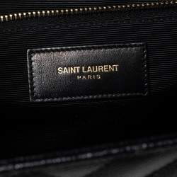 Saint Laurent Black Matelassé Leather Monogram Envelope Shoulder Bag