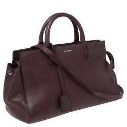 Pre Owned  حقيبة يد توتس سان لوران كاباس ريف غاوش جلد عنابي متوسطة