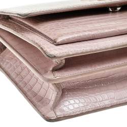 مملوكة مسبقًا  Saint Laurent Beige Croc Embossed Leather Medium Sunset Shoulder Bag