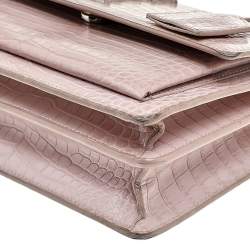 مملوكة مسبقًا  Saint Laurent Beige Croc Embossed Leather Medium Sunset Shoulder Bag