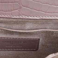 مملوكة مسبقًا  Saint Laurent Beige Croc Embossed Leather Medium Sunset Shoulder Bag