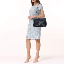 Pre Owned حقيبة سان لوران كوليغ جلد ماتيلاس أسود يد علوية كبيرة