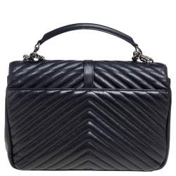 Pre Owned حقيبة سان لوران كوليغ جلد ماتيلاس أسود يد علوية كبيرة