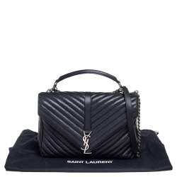 Pre Owned حقيبة سان لوران كوليغ جلد ماتيلاس أسود يد علوية كبيرة