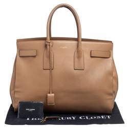 Pre Owned Saint Laurent Beige Leather Large Sac De Jour Tote