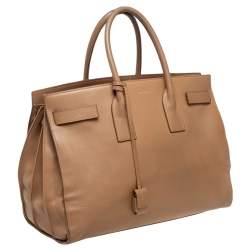 Pre Owned Saint Laurent Beige Leather Large Sac De Jour Tote
