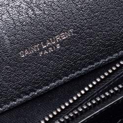 Pre Owned حقيبة يد علوية سان لوران كوليدج كبيرة جلد مبطن أسود