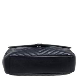 Pre Owned حقيبة يد علوية سان لوران كوليدج كبيرة جلد مبطن أسود