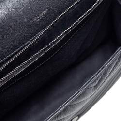 Pre Owned حقيبة يد علوية سان لوران كوليدج كبيرة جلد مبطن أسود