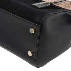 Pre Owned حقيبة سان لوران موجيك سويدي وجلد ثعبان بيج/أسود متوسطة بيد علوية