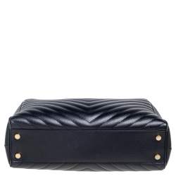 Pre Owned Saint Laurent Black Matelassé Leather Cassandre Shopper Tote