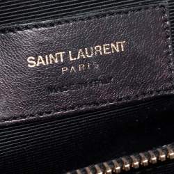 Pre Owned Saint Laurent Black Matelassé Leather Cassandre Shopper Tote