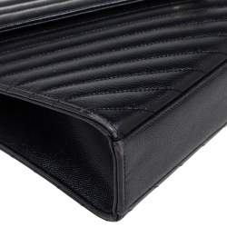 مملوكة مسبقًا حقيبة كتف سان لوران جلد ماتيلاس أسود مظروف كبيرة