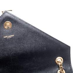 مملوكة مسبقًا حقيبة كتف سان لوران جلد ماتيلاس أسود مظروف كبيرة