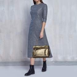 Pre Owned Saint Laurent Metallic Gold Leather Medium Muse Two Top Handle Bag