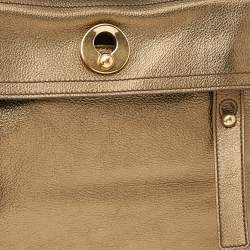 Pre Owned Saint Laurent Metallic Gold Leather Medium Muse Two Top Handle Bag