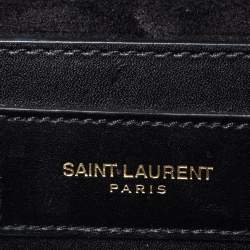 مملوكة مسبقًا حقيبة كلتش سان لوران كيت جلد أسود مزينة دلاية بشراشيب