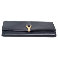 Pre Owned محفظة سان لوران CHYC جلد أسود