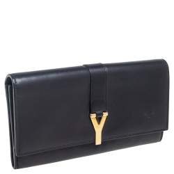 Pre Owned محفظة سان لوران CHYC جلد أسود