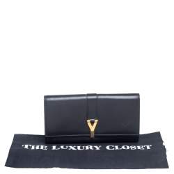 Pre Owned محفظة سان لوران CHYC جلد أسود