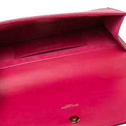 Pre Owned Saint Laurent Magenta Leather Cassandre Clutch