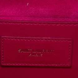 Pre Owned Saint Laurent Magenta Leather Cassandre Clutch