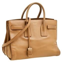 Saint Laurent Beige Leather Large Sac De Jour Tote