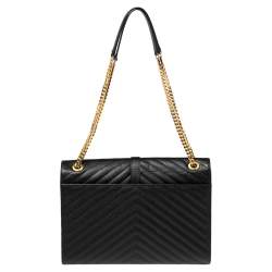 Pre Owned حقيبة كتف سان لوران جلد ماتيلاس أسود مونوغرامي طراز مظروف