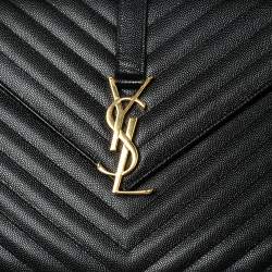 Pre Owned حقيبة كتف سان لوران جلد ماتيلاس أسود مونوغرامي طراز مظروف