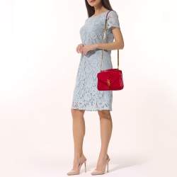 مملوكة مسبقًا Saint Laurent Red Matelassé Leather Medium College Top Handle Bag