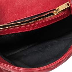 مملوكة مسبقًا Saint Laurent Red Matelassé Leather Medium College Top Handle Bag