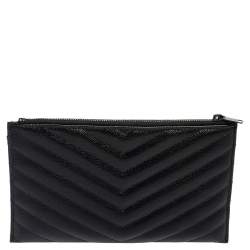 مملوكة مسبقًا حقيبة صغيرة سان لوران بيل مونوغرامي جلد مبطن ماتيلاسيه أسود