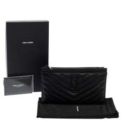 مملوكة مسبقًا حقيبة صغيرة سان لوران بيل مونوغرامي جلد مبطن ماتيلاسيه أسود
