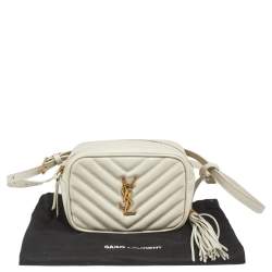 Pre Owned Saint Laurent White Leather Monogram Loulou Belt Bag