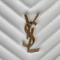 Pre Owned Saint Laurent White Leather Monogram Loulou Belt Bag