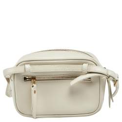 Pre Owned Saint Laurent White Leather Monogram Loulou Belt Bag