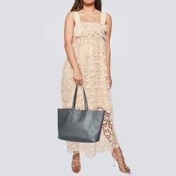 Pre Owned Saint Laurent Grey Leather E/W Shopper Tote