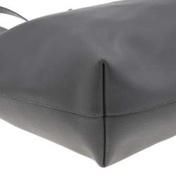 Pre Owned Saint Laurent Grey Leather E/W Shopper Tote