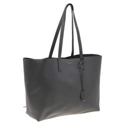 Pre Owned Saint Laurent Grey Leather E/W Shopper Tote